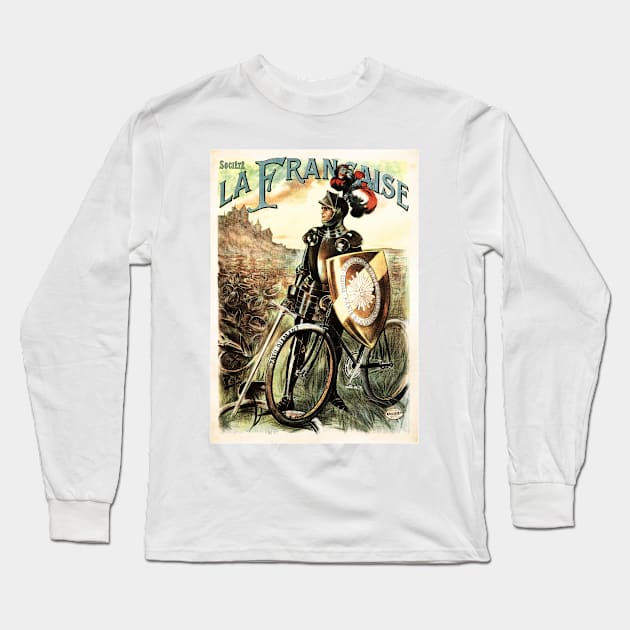 La Francaise French Cycles Knight on Bicycle Vintage Advertisement Long Sleeve T-Shirt by vintageposters
